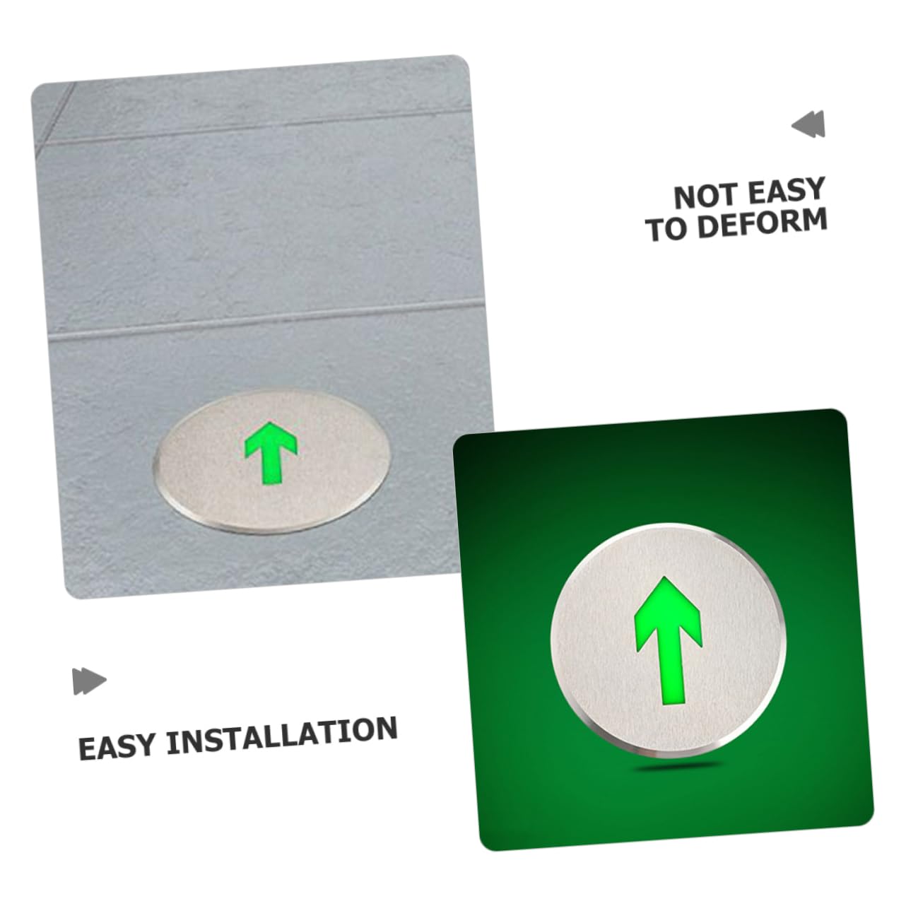 Cartello Emergenza Luminoso Inox di Acciaio in Uscita | Segnale Dritto Autoilluminante, Visibilità Elevata al Buio, Indicazione per Uffici e Hotel