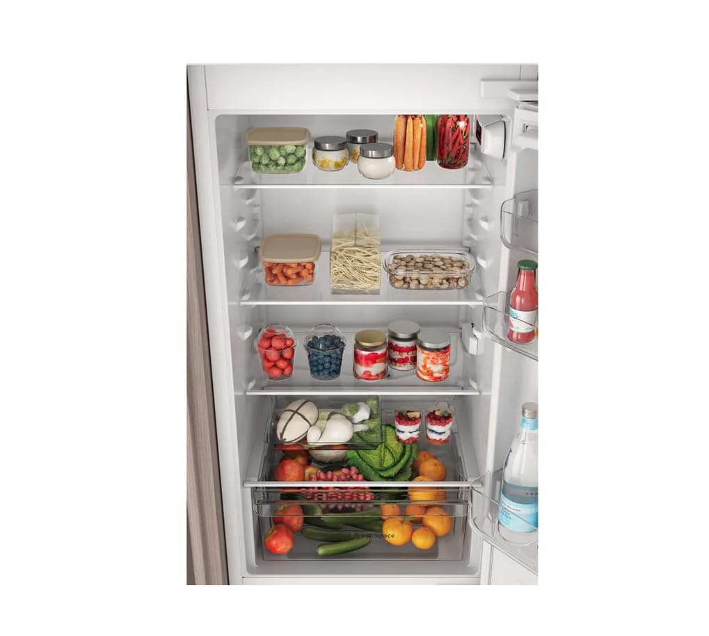 Indesit INC18D021A1 Frigorifero Combinato, Statico, Tecnologia Low Frost, Altezza 177 cm, 34 dBA, Porte Reversibili, Illuminazione Led, Controllo Umidità, Allarme Porta Aperta, Classe Energetica E