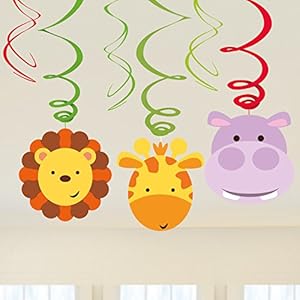 amscan 9901924 6 decoratieve spiralen jungle dieren, meerkleurig