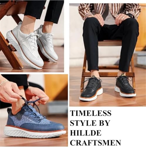 Cushygait Shoes for Men, Oxford Ridge Leather Sneakers, Lightweight Breathable Woven Upper Lace-Up Sneakers, Arch Support, Wide-Toe Fit Dress Shoes2