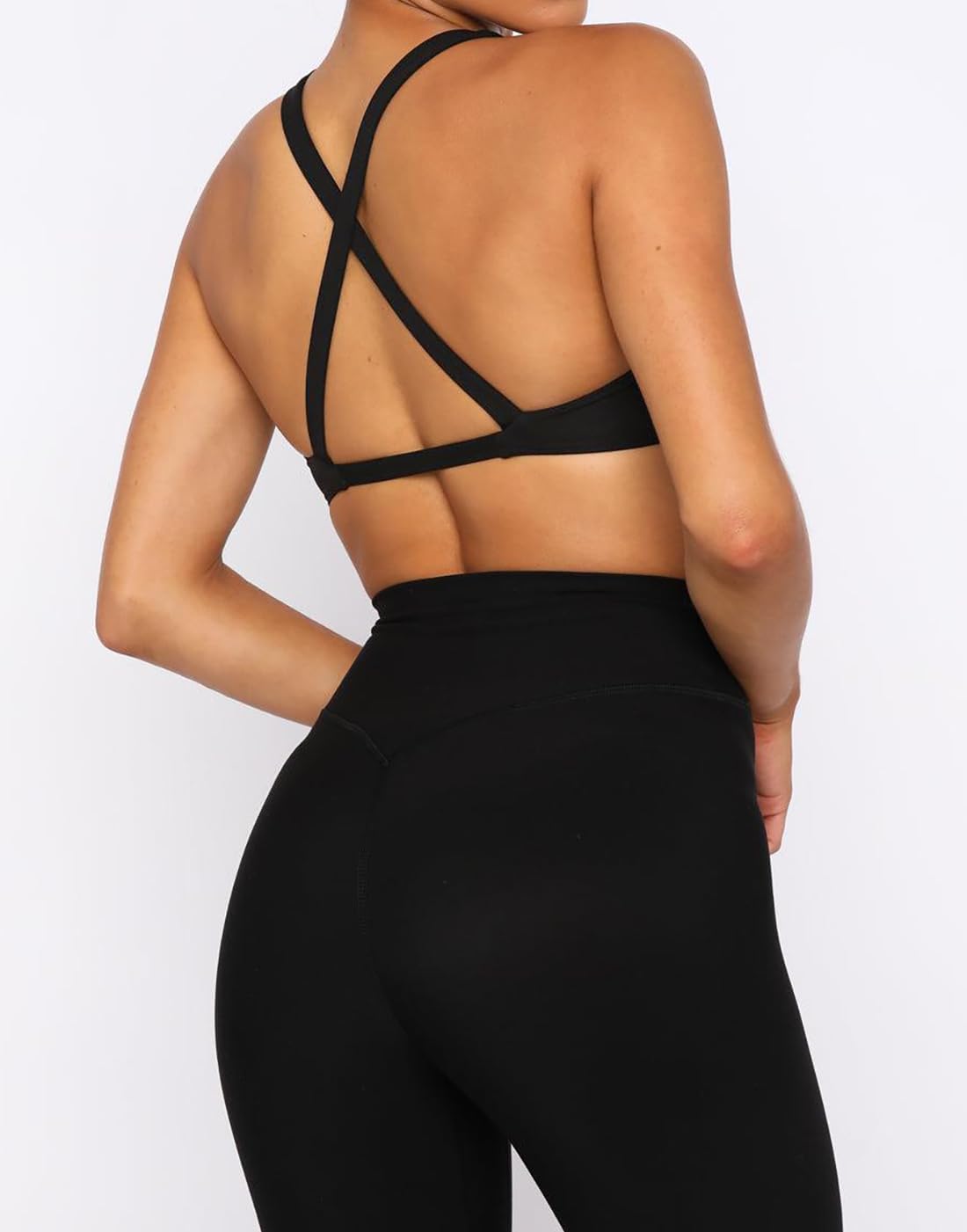 Lacozy Womens Sport Bras Criss Cross Back Strappy Twist Wireless Crop Top with Removable Padded Workout Yoga - Image 4