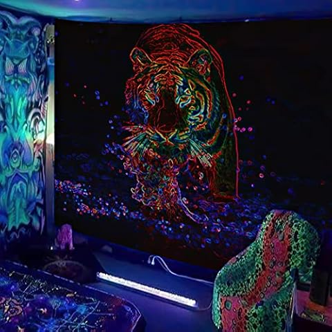 XUSAI Blacklight Tapestry Wall Tapestry For Bedroom Aesthetic Funny Tapestry Nature Tapestrys Black And White Tapestry Small And Large Tapestry Cute Kawaii Tapestry For Living Room Dorm Decor Cover