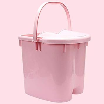 Foot Bath Foot Bath Bucket Steamer Foot Bath Bowl High Depth Barrel Pedicure Detox Foot Bathtub Foot Massage Thermal Foot Bath with Massage Roller Color Pink, Size 31cm