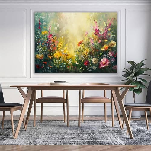 Tableau fleurs colorées au soleil encadré pour raviver un mur blanc