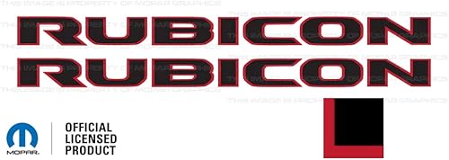 Decal Mods Rubicon Hood - Calcomanía gráfica de vinilo para Jeep RubiconGladiator JLJT (2018-2024), negro con contorno rojo FBRO (juego de 2) FJ5T6