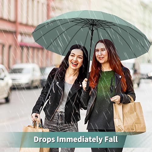 Image of ANYCHO Big Umbrella for Women - Large Size Heavy Duty Rain Umbrella, 16-Rib Reinforced Windproof, One-Touch Auto Open, Lightweight Design for Daily Carry