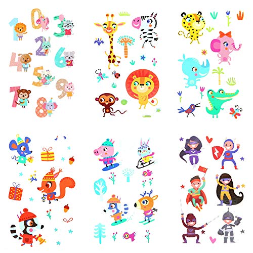 Kid's Fun Temporary Tattoos - More Than 200 Animal-Themed Easy-to-Use Tattoos for Children (21 Sheets) - Thumbnail 2
