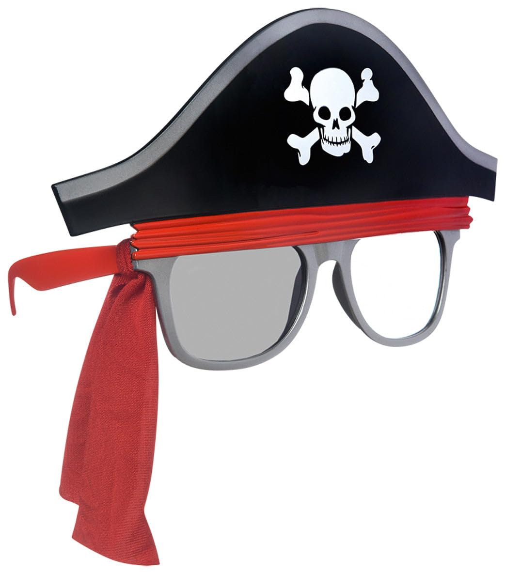 amscan 250475-55 - Fun Pirate Weekend Tinted/Clear Glasses Fancy Dress Party Novelty Birthday