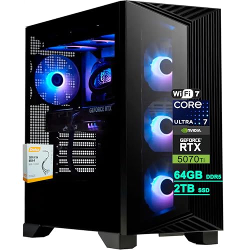 msi Aegis R2 AI 2nd Gaming Desktop | Intel 20�R�A Ultra 7 265 | 64GB DDR5 2TB SSD | GeForce RTX 5070 Ti 16GB �ő�1406�g�b�v | 5Gb �C�[�T�l�b