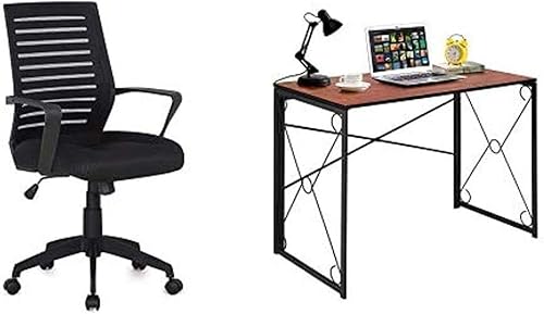 VECELO - Juego de escritorio plegable y silla de malla para oficina en el hogar