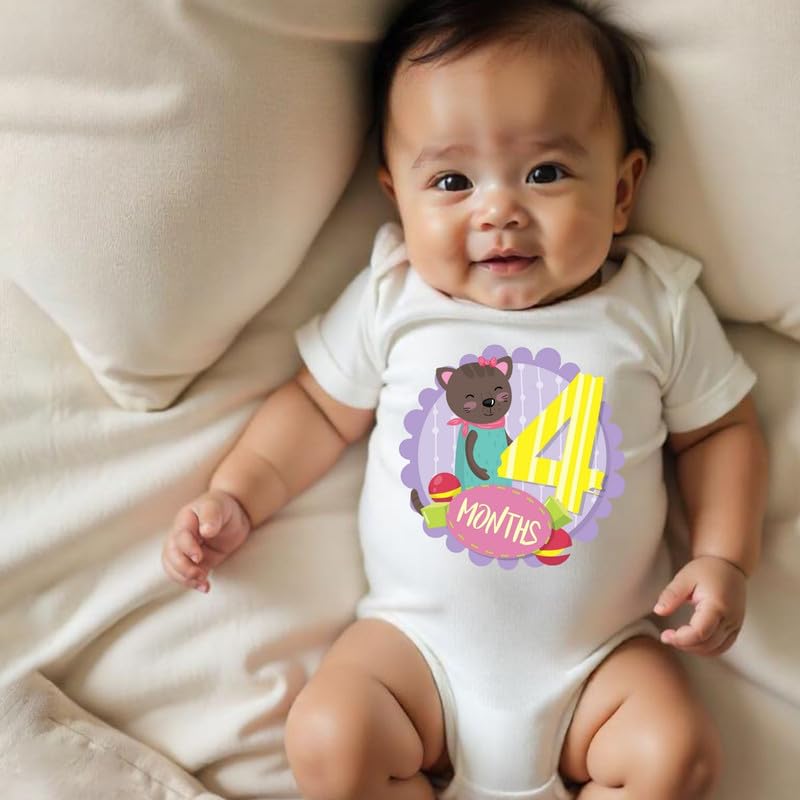Image of KNITROOT Monthly Birthday Special Unisex Baby Romper Half Sleeve White Color