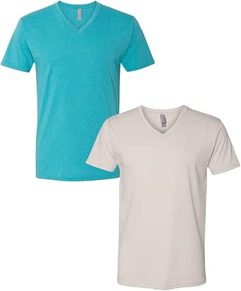 Next Level Men's 6240 CVC V-Neck Tee Small Bondi Blue-Sand | Amazon.com