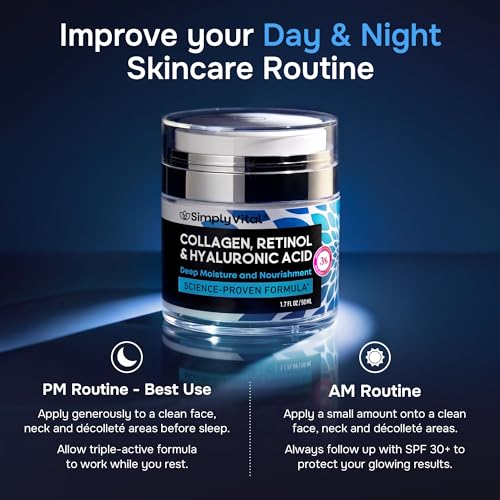 Anti-Aging Face Moisturizer with Retinol, Collagen & Hyaluronic Acid - Moisturizer Face Cream for Women & Men - Visibly Firming & Hydrating Neck Cream - Day & Night Skin Care - 1.7 fl oz - Image 5