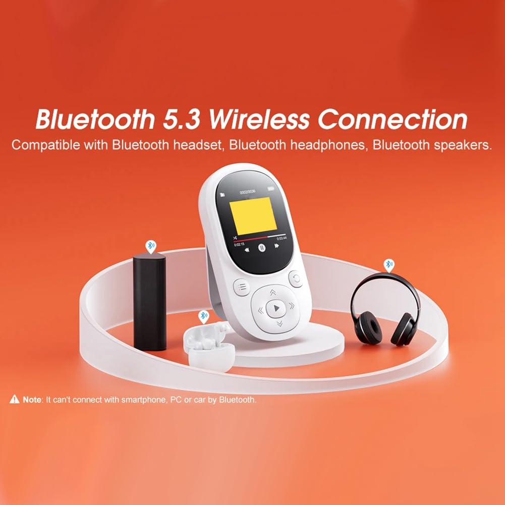 CONFUSE Lettore MP3 con Clip da 32 GB Lettore Musicale Portatile Lettore MP3 MP4 Bluetooth con Contapassi con Registrazione Radio FM per Bambini Facile Installazione
