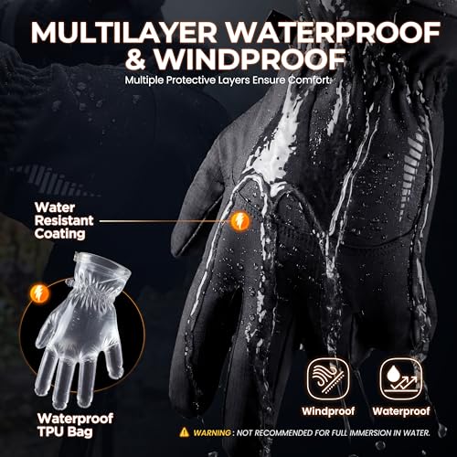 Image of rivmount Winter Waterproof Ski Snow Warm Gloves for Women Men, Windproof Cold Weather Thermal with Touchscreen Fingers, for Running Driving Cycling Hiking Biking Outdoor Sports Daily Work