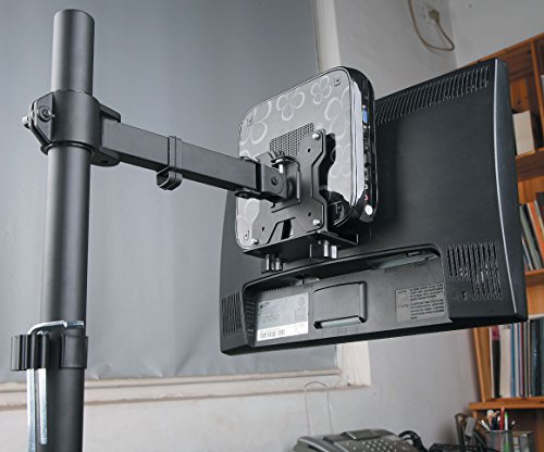 Allcam Thin Client Halter/Mini CPU Holder w/Pole clamp, Vesa Mount & Underdesk Fixings (Universal Mount for NUC Units up to 5Kgs and VESA 75, Vesa 100)