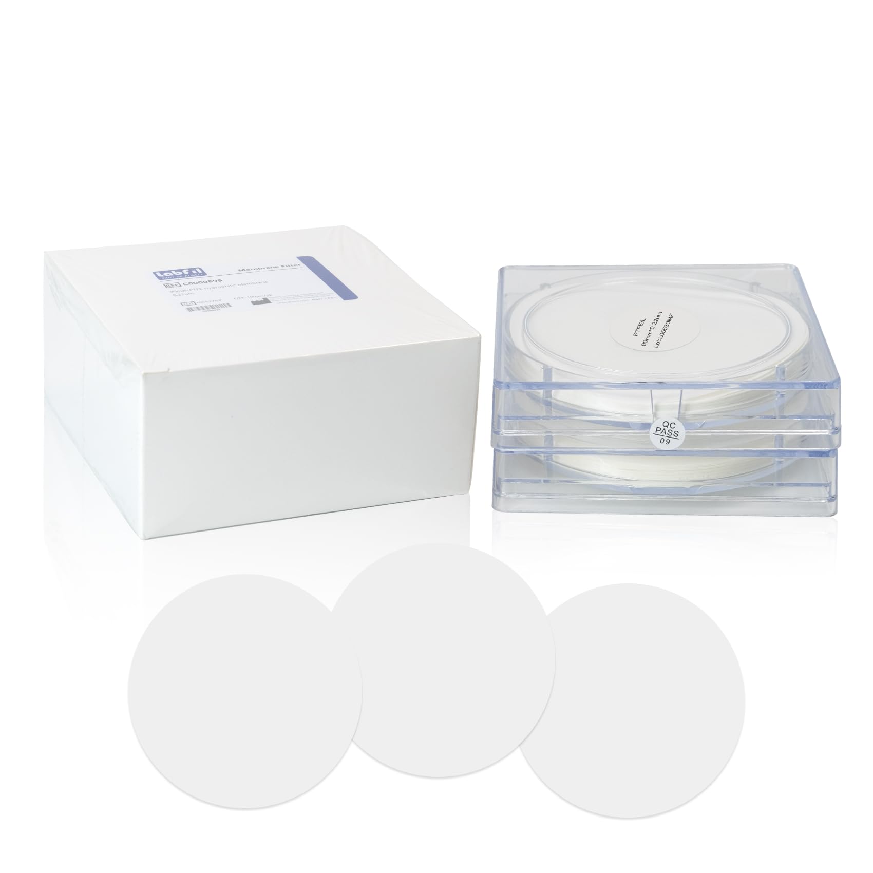 90mm PTFE-Membranfilter Hydrophile Membran 0,22 µm. 100Stück/Stück.