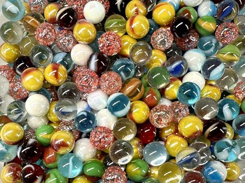Big Game Toys~Glass Pee Wee 12mm Marbles (Set of 50) from Bulk Random Assortment Lot, Decor, vase Filler, Aquarium