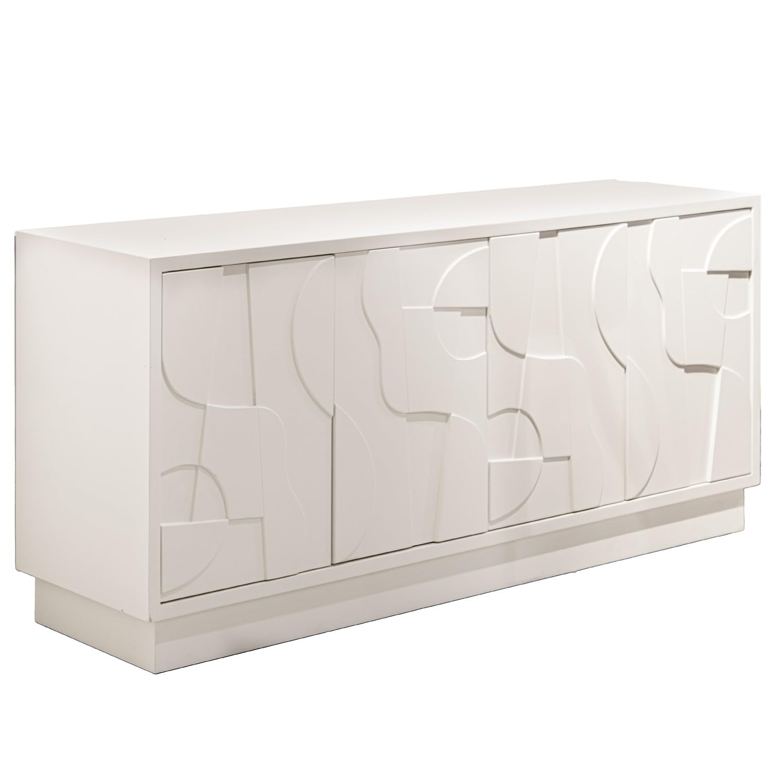 Aparador con Puertas de diseño Moderno y Apertura por presion de Madera Blanco 178x40x76 cm