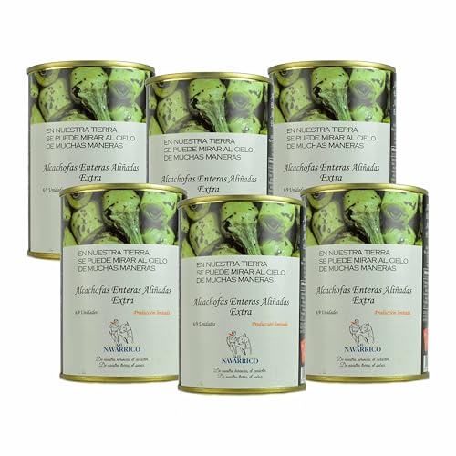 El Navarrico - Alcachofas Enteras Limpias | Agricultura Tradicional | Natural y Fresca | Pack de 6 (390 gr)