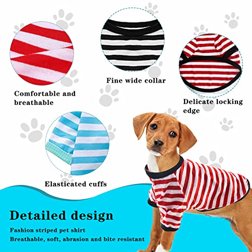 Ali2 3 Pcs Dog Striped T-Shirt Dog Shirt Cat Clothes Breathable T-Shirt Pet Costume Outfit For Small Medium Dog Puppy Kitten L #TOP2