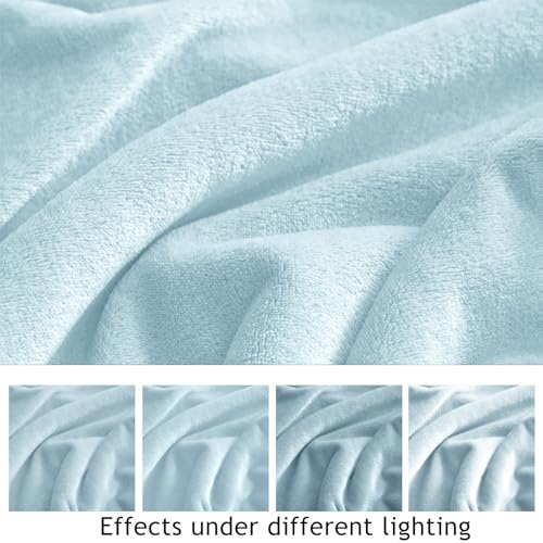 Image of KMUSET Fleece Blanket Mist Blue Lightweight Super Soft Cozy Fuzzy Bed Blankets Microfiber Factory Shop