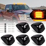 HOCOLO Black Smoked Cab Marker Lens LED Amber Roof Running Lights Clearance Top Marker Lamps Lighting Assembly For Super Duty Pickup Truck