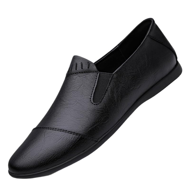 Men Oxford Dress Shoes Non Slip Block Heel Anti-Slip Slip Resistant Tuxedo Prom Genuine Leather Slip-on Breathable