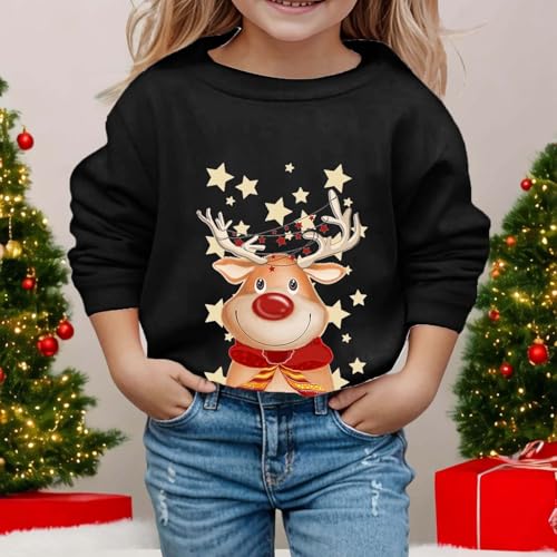 Cute Reindeer Xmas Pullover for Kids Merry Christmas Holiday Sweater with Lighted Scarf & Stars2