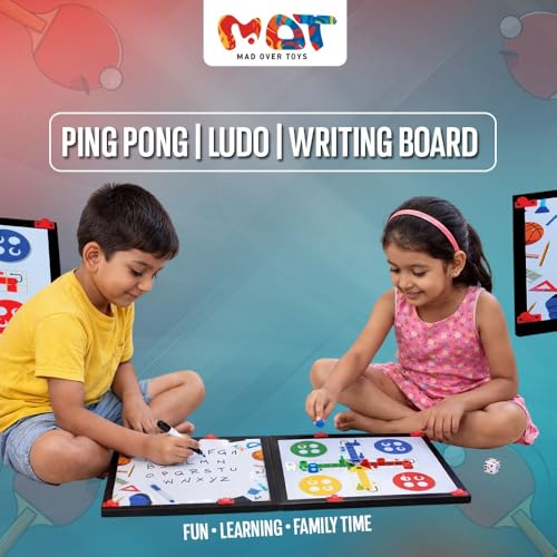 Image of 3-in-1 My First Ping Pong |80cm Table Tennis Trainer, Ludo & White Board |Indoor Tabletop Game for Family|Fun Learning & Educational Writing Board|Toy Gift Game for Kids 3+ Year & Adults