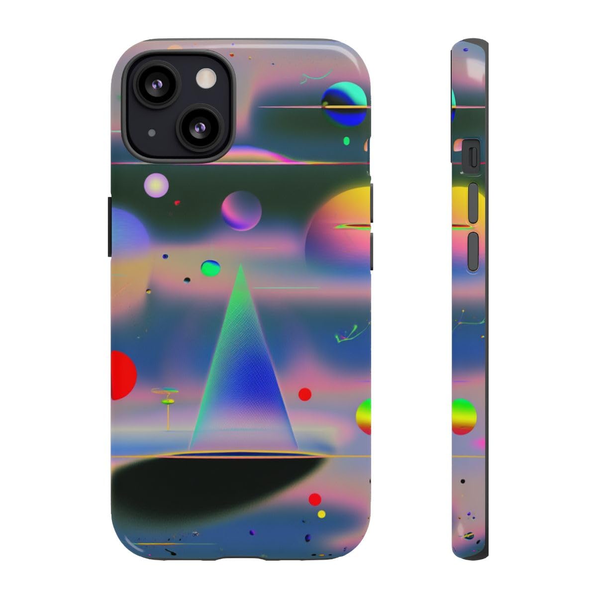 Coque rigide brillante iPhone 13 style géométrique multicolore - 3