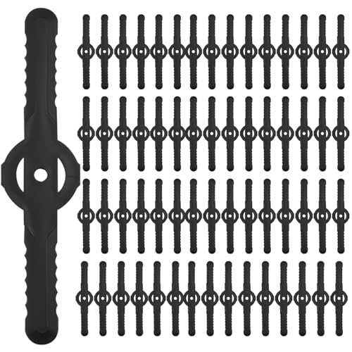 60 Pcs String Trimmer Head Blades Replace, Weed Eater Wacker Blades Plastic Replacement, Universal Weed Warrior Trimmer Head, Cutter Accessories for Grass Trimmer Lawn Mowers (Black)