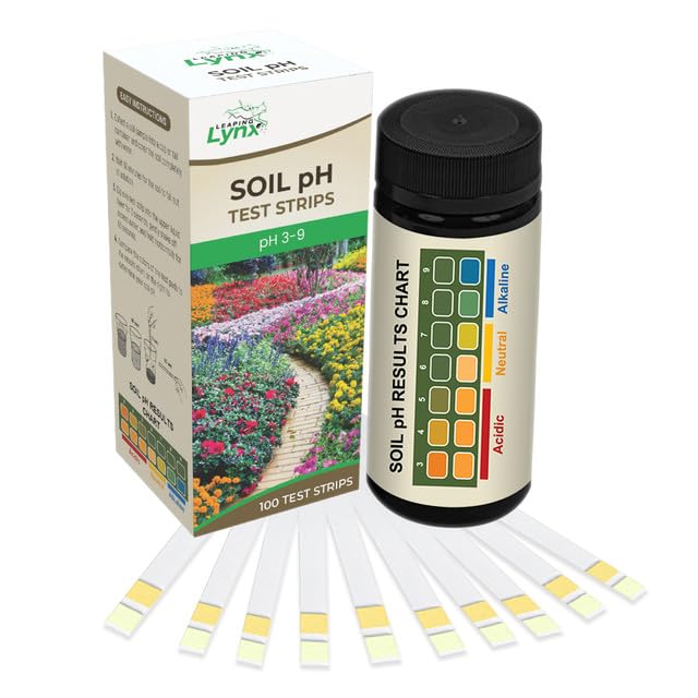 Soil pH Test Kit [100 Test Strips] pH Range 3-9, Results in Seconds - Easy to Use Garden Soil Test Kit: Just Collect Soil, Cover in Water, & Dip The pH Soil Tester - Soil Testing Kit for Gardening