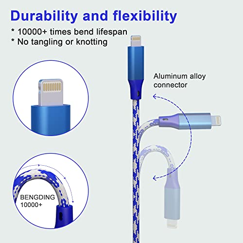 Image of iPhone Charger Cord 20FT /6M [Apple MFi Certified] Lightning Cable Extra Long iPhone Charging Cord Nylon Braided 2.4A Fast Charger iPhone Charger Cord for iPhone /Pad /Pod