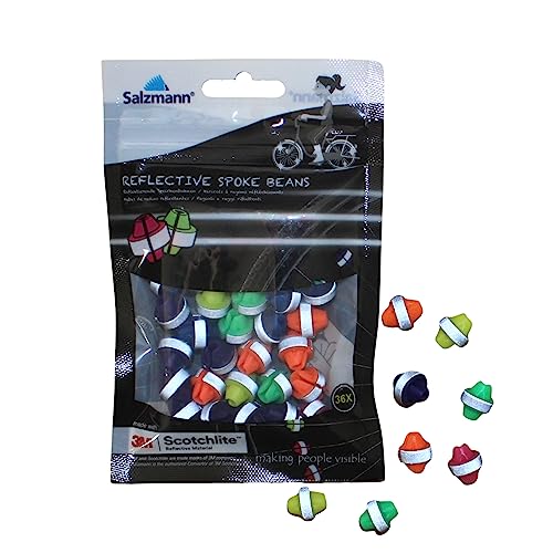 Salzmann Clips de radios de Colores - Reflectores para radios de Bicicleta - Hecho con 3M Scotchlite (36 Piezas)