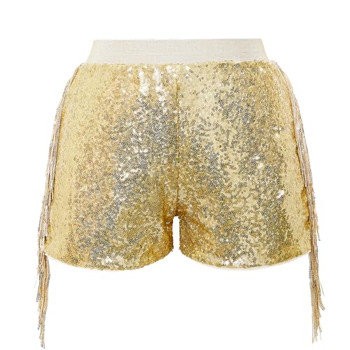 Cilucu Girls Sequin Shorts Toddler Baby Sparkly Party Tessel Summer Short Pants Kids Halloween Birthday Bottoms