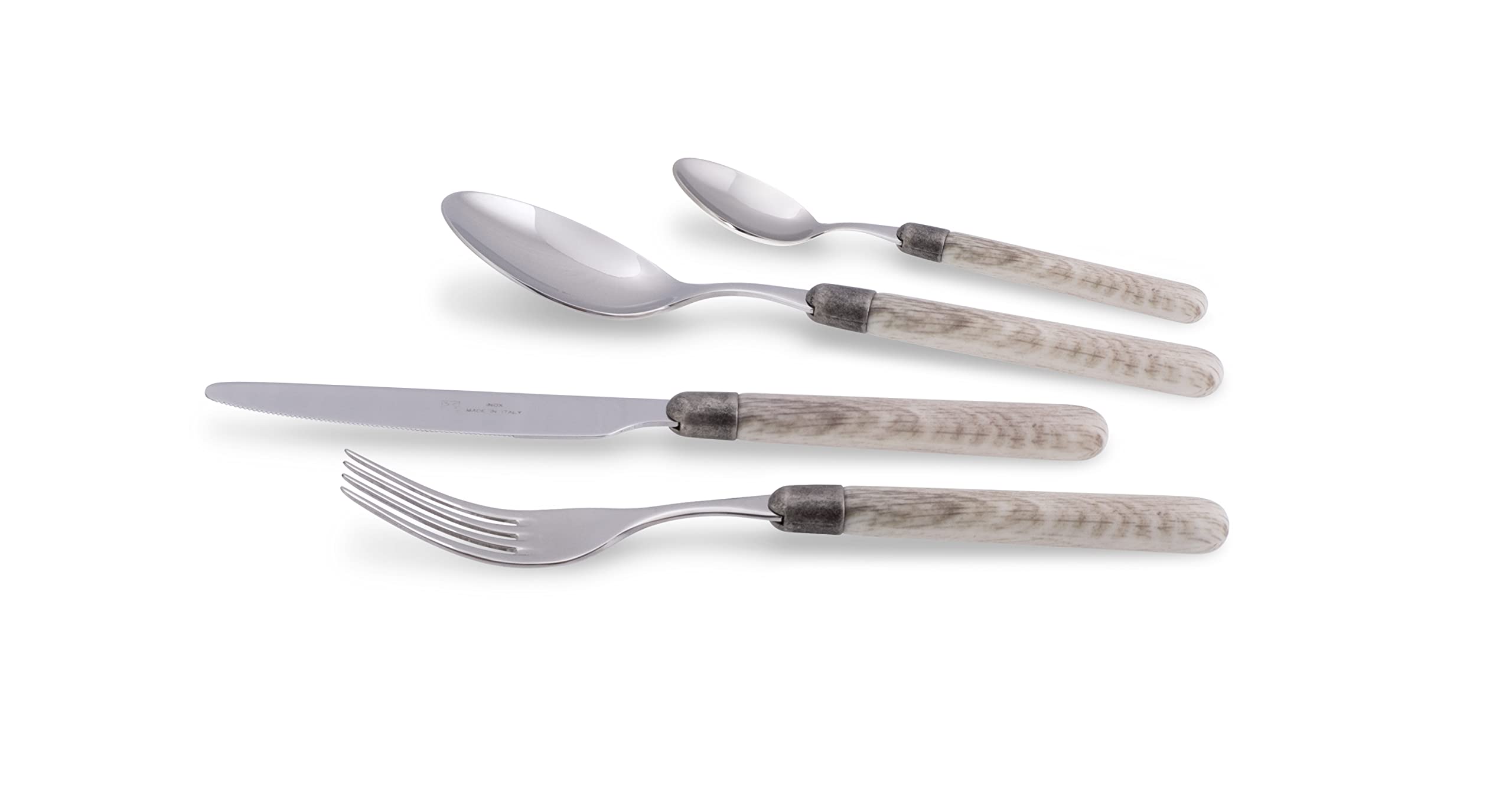 Ménagère Rivadossi Cortina Chêne : Couverts 24 pièces en acier 18/10 de fabrication italienne