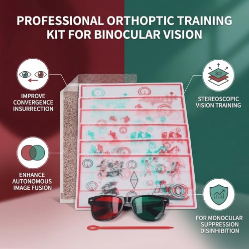Image of Red Green Fixed Vectograms for Convergence Insufficiency Eye Training with Glasses, Improve Stereopsis, Widely Used for Low Vision Training