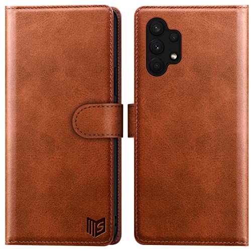 SUANPOT [RFID Schutz] für Samsung Galaxy A13 4G/A13 5G Hülle PU Leder Handyhülle Lederhülle Klapphülle Kartenfach Flip Cover für Samsung A13 Handy hülle Leather Wallet Phone Case Hellbraun Cover