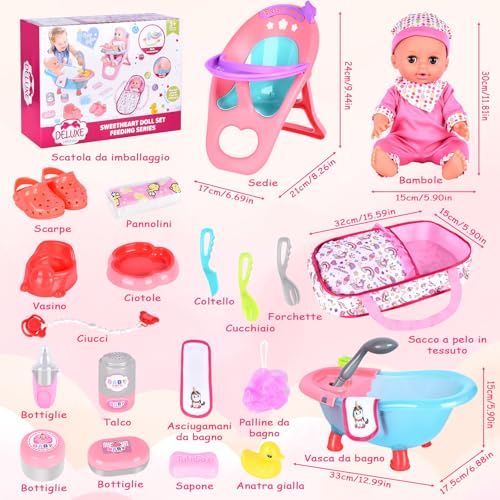 Ensemble de jeu de poupée bébé Aragallant avec baignoire