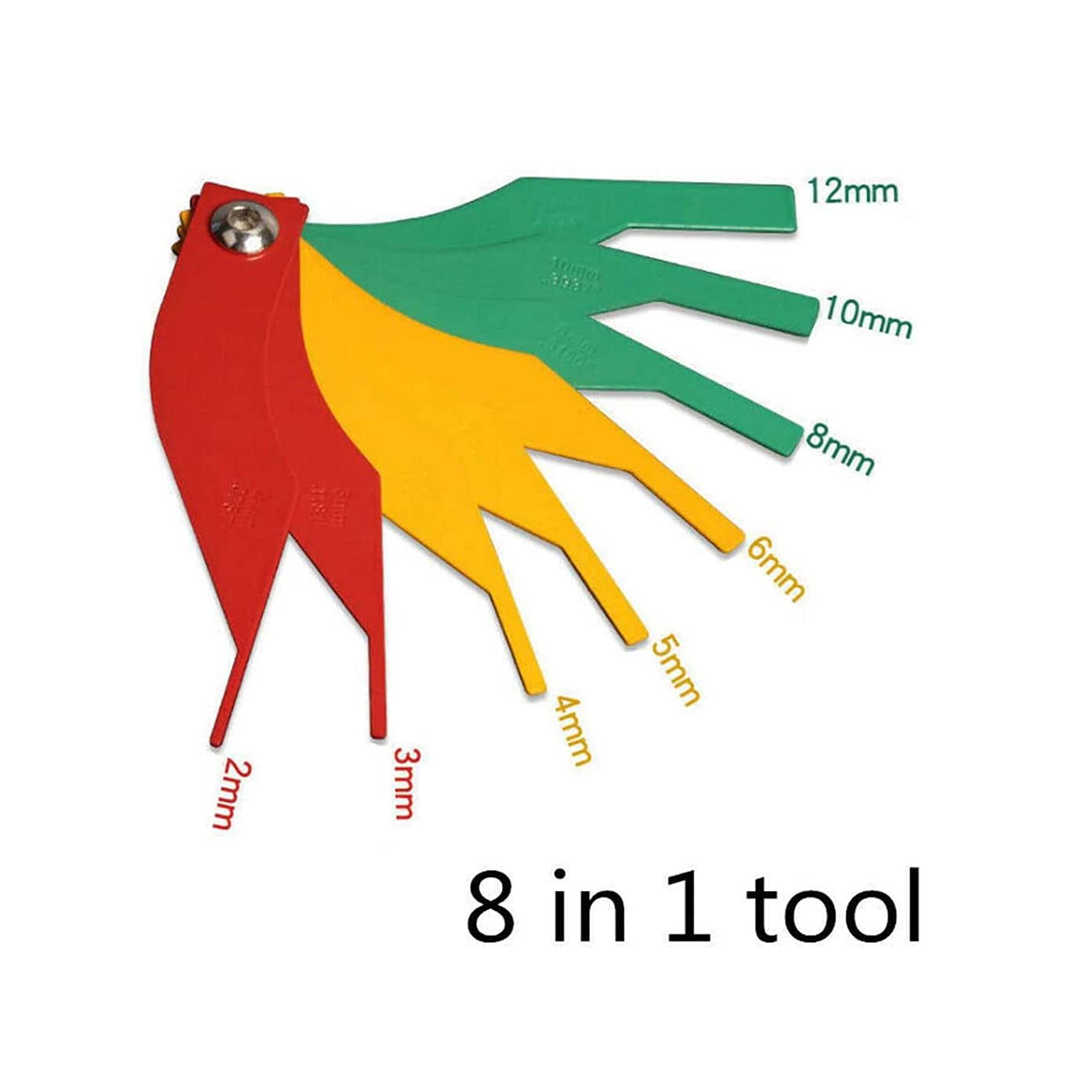 Calibro per pastiglie dei freni, misuratore di spessore 8 in 1 Strumento righello per il rivestimento del tastatore per pastiglie dei freni per autoveicoli