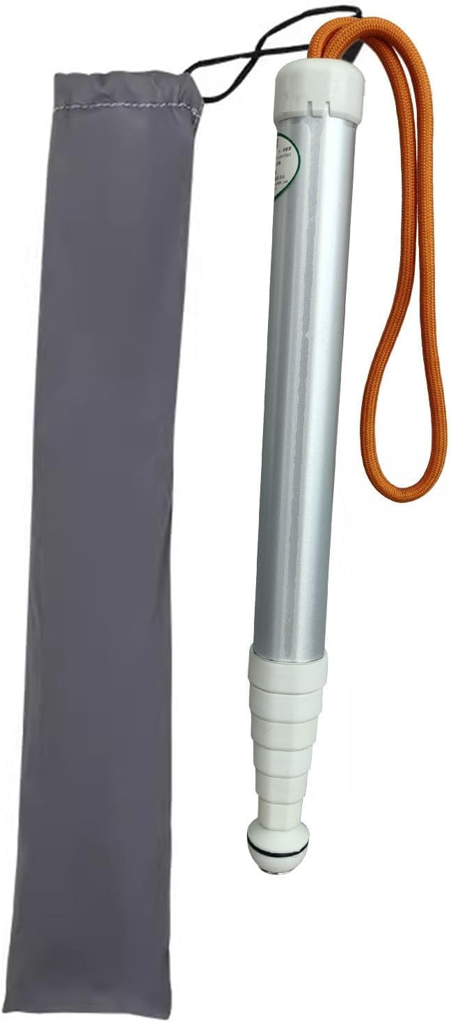 Bastón plegable, bastón ciego de 7 secciones, bastón telescópico plegable, bastón ciego de 125 cm, bastón guía de titanio para personas ciegas o con discapacidad visual