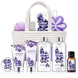 BODY & EARTH Geschenkset für Frauen - 11 tlg. Badeset Geschenke mit Lavendel Duft Produkte, Geschenkkorb Wellness Set für Frauen, Mama, Freundin, Mädchen zum Geburtstag Valentinstag Muttertag