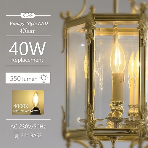 DiCUNO E14 Candle LED Bulbs, Small Screw E14 LED, 4W, 550LM, 40W Incandescent Equivalent, Natural White 4000K - Image 3