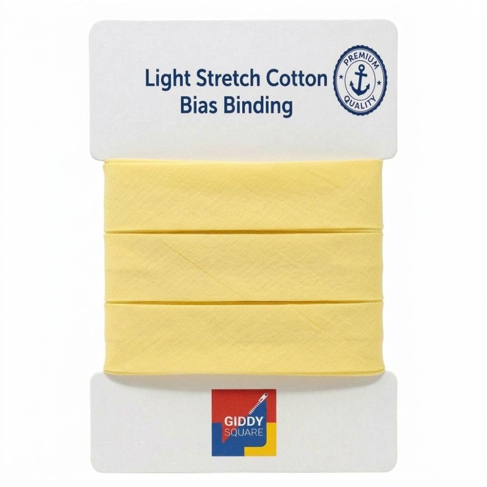 Yellow Stretch Cotton Bias Binding Tape for Sewing, 18mm x 3m