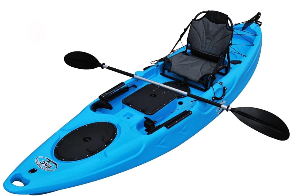 BKC UH-RA220 11.5 Foot Angler Sit On Top Fishing Kayak with Paddles and Upright Chair and Rudder System Included (Blue) BKC UH-RA220 11.5 Foot Angler Sit On Top Fishing Kayak with Paddles and Upright Chair and Rudder System Included (Blue)