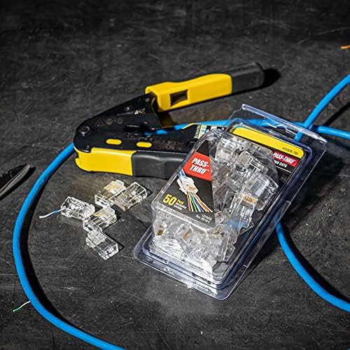 KLEIN TOOLS Pass-Thru Modular Data Plug, RJ45 CAT6, Pass Through Connectors 50-Pack, VDV826-703