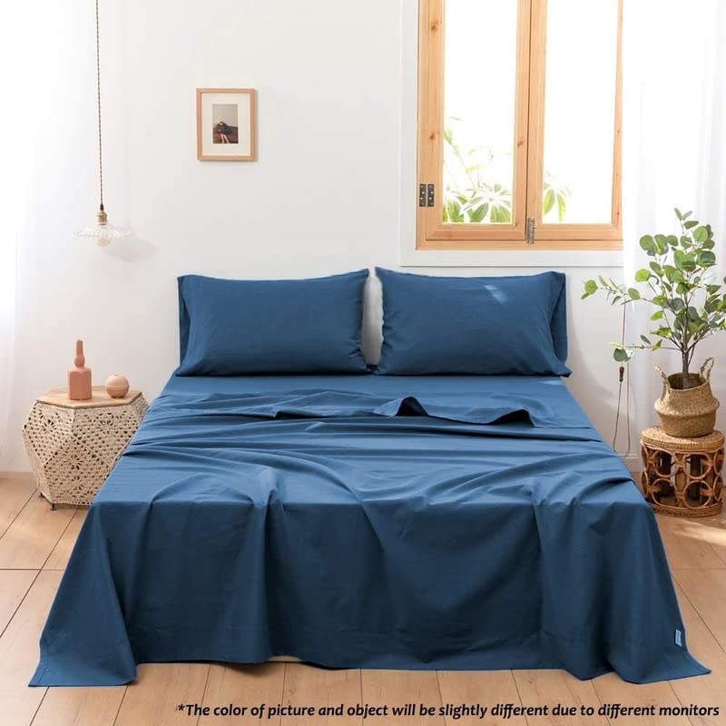 Image of Cultiver Bedsheet for Single Bed, Solid Colour Single Size with 1 Pillow Cover, Small Single Plain Colour Bedsheet Ultra Soft Brushed Micro Fabric Shrinkage & Fade Resistant (60x90 Inches, Blue Color)