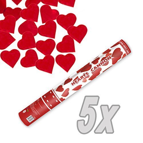 Canon à confettis blanc cœur 40cm XXL | Lot de 5 shooters poppers