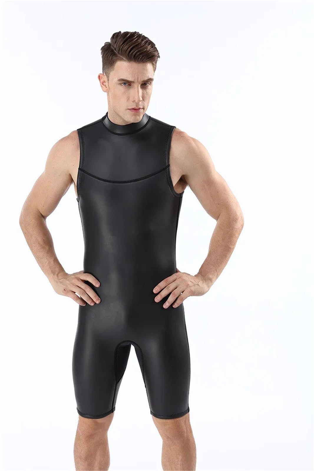 Mutino da Sub Muta da Sub da Uomo da 2 Mm, Corta, Nera, Monopezzo, Senza Maniche, Muta da Sub for Immersioni Subacquee, Surf, Snorkeling, Costume da Bagno Invernale(S)